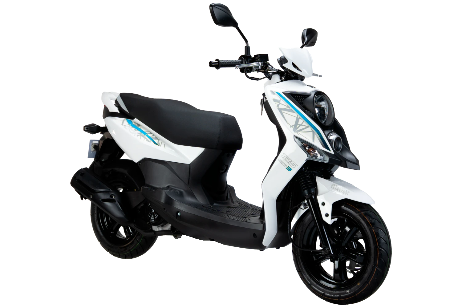 motoccicleta sym scooter crox 125 color blanco brillante azul