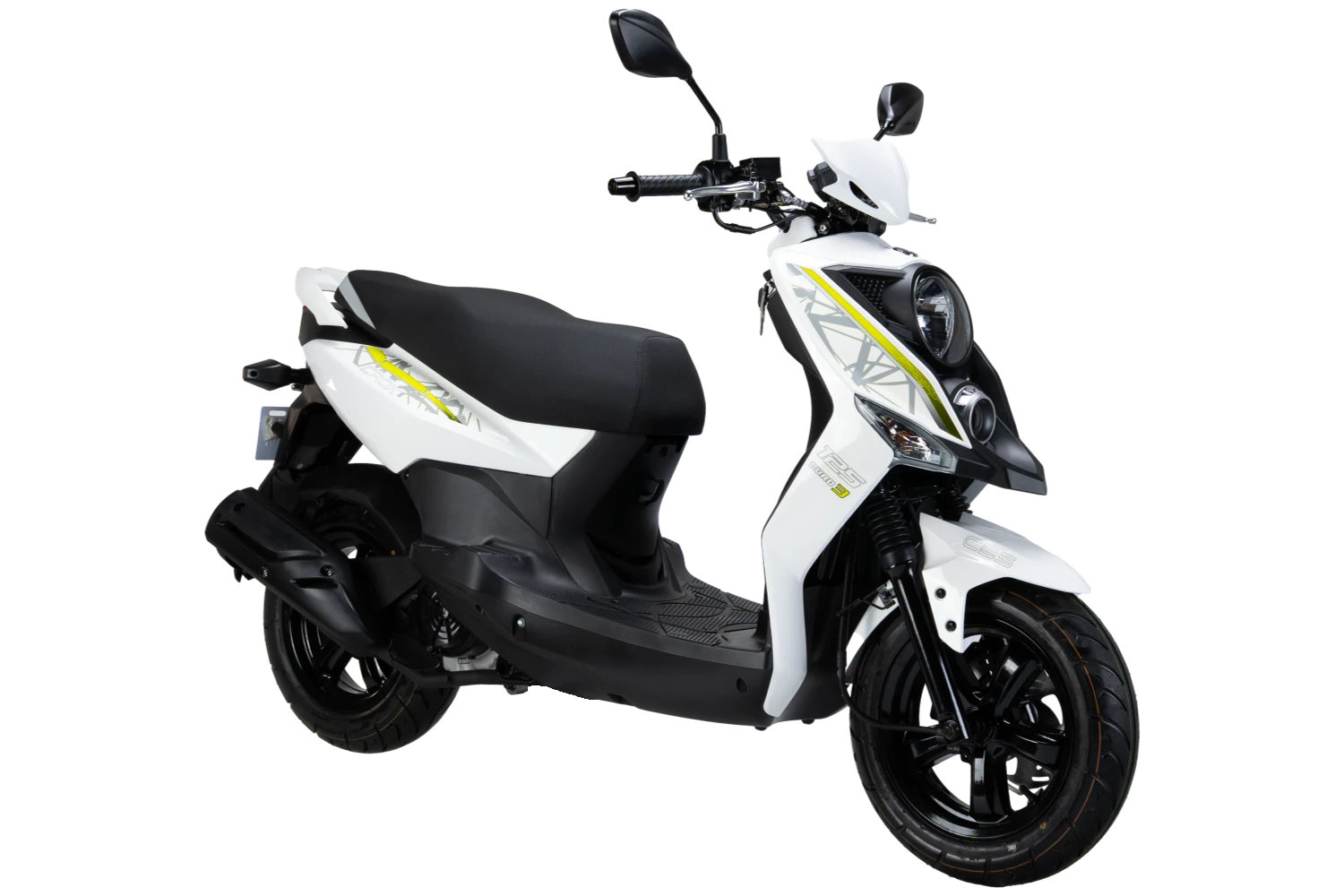 motoccicleta sym scooter crox 125 color blanco brillante amarillo