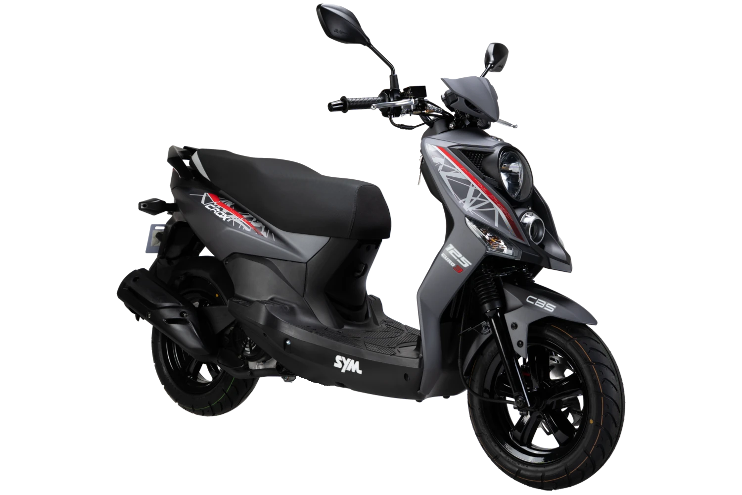 motoccicleta sym scooter crox 125 color gris roja