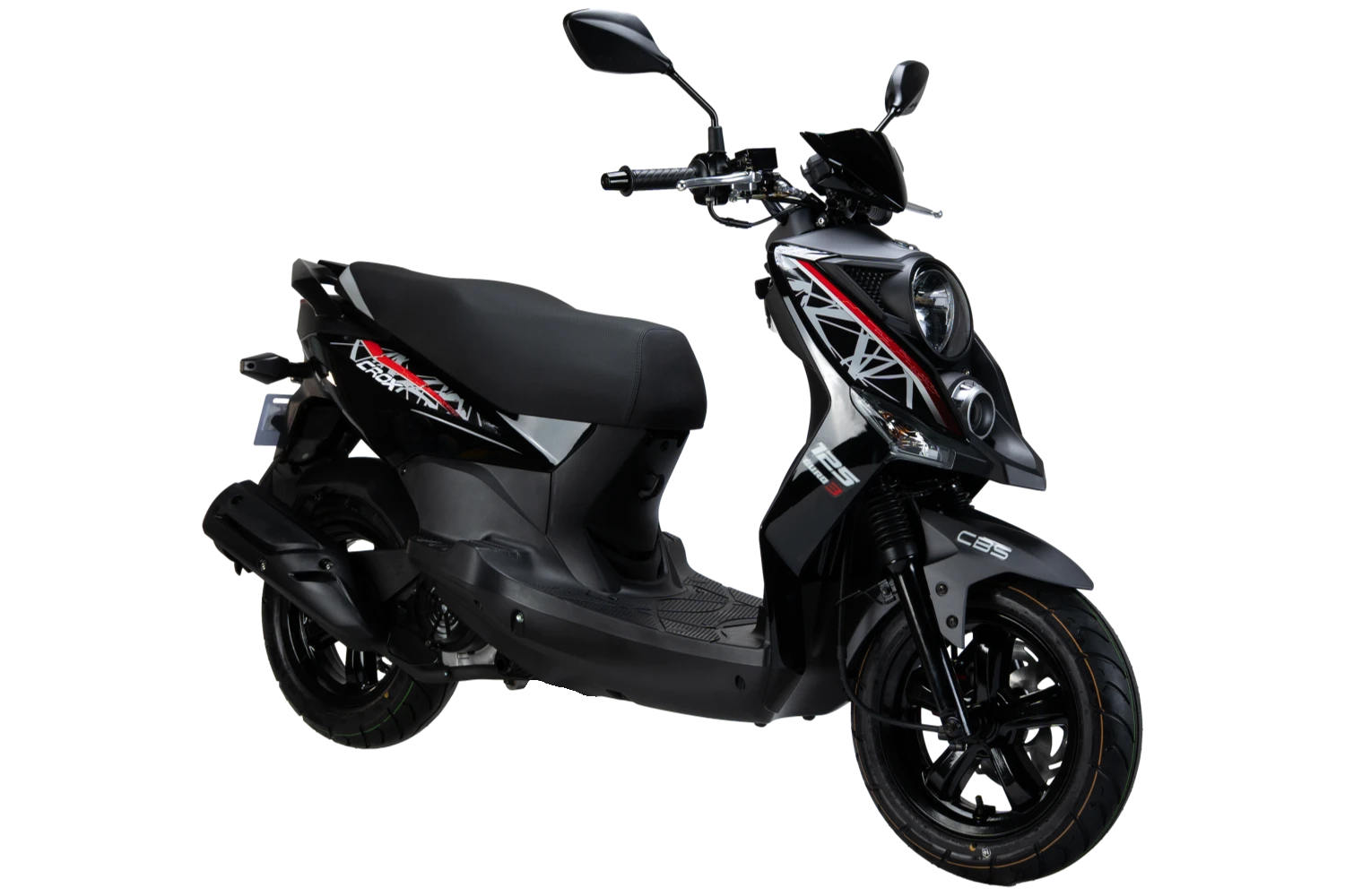 motoccicleta sym scooter crox 125 color negro brillnate rojo