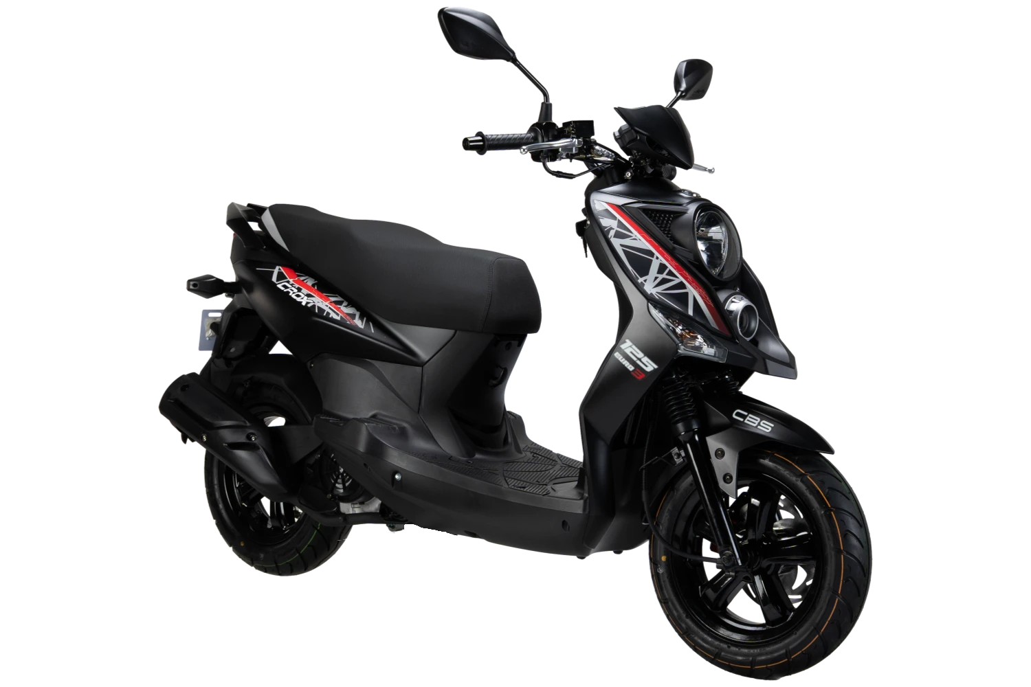 motoccicleta sym scooter crox 125 color negro rojo