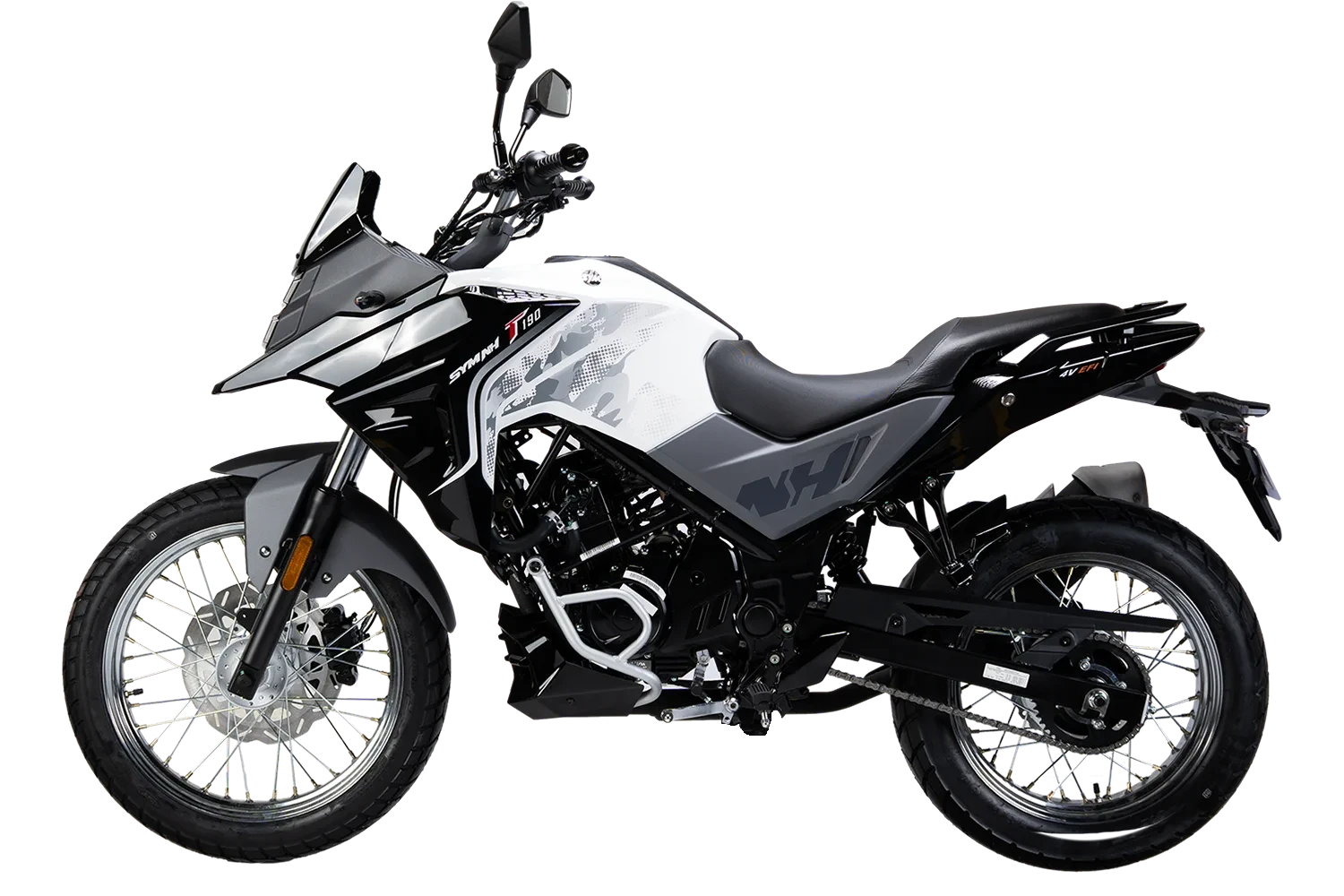 motoccicleta sym doble proposito enduro nh trazer 190 color blanco negro