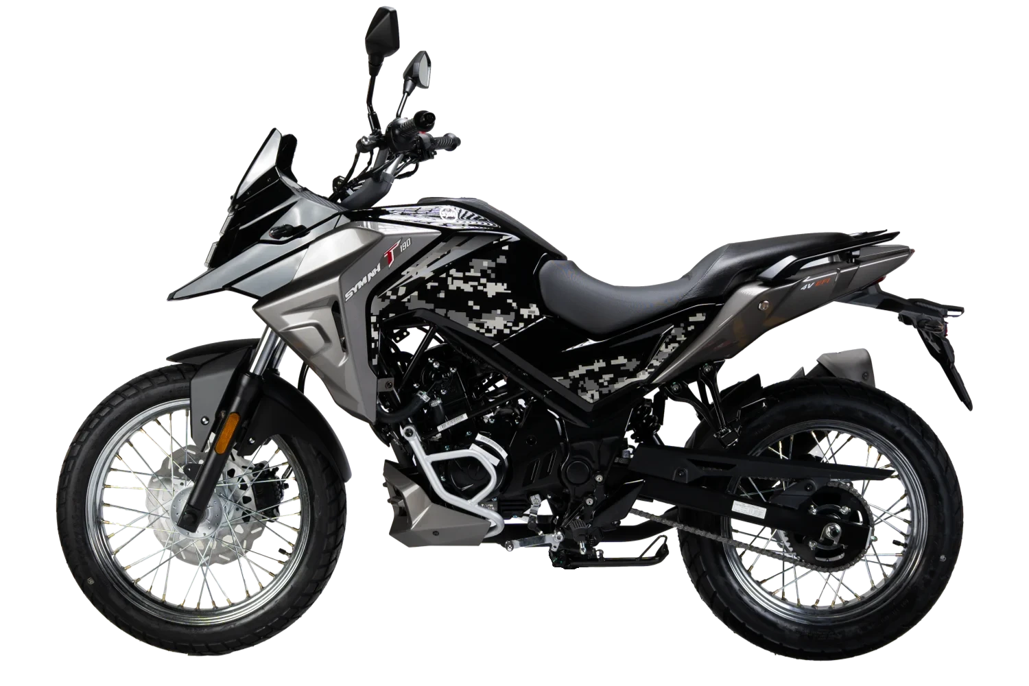 motoccicleta sym doble proposito enduro nh trazer 190 color negro gris