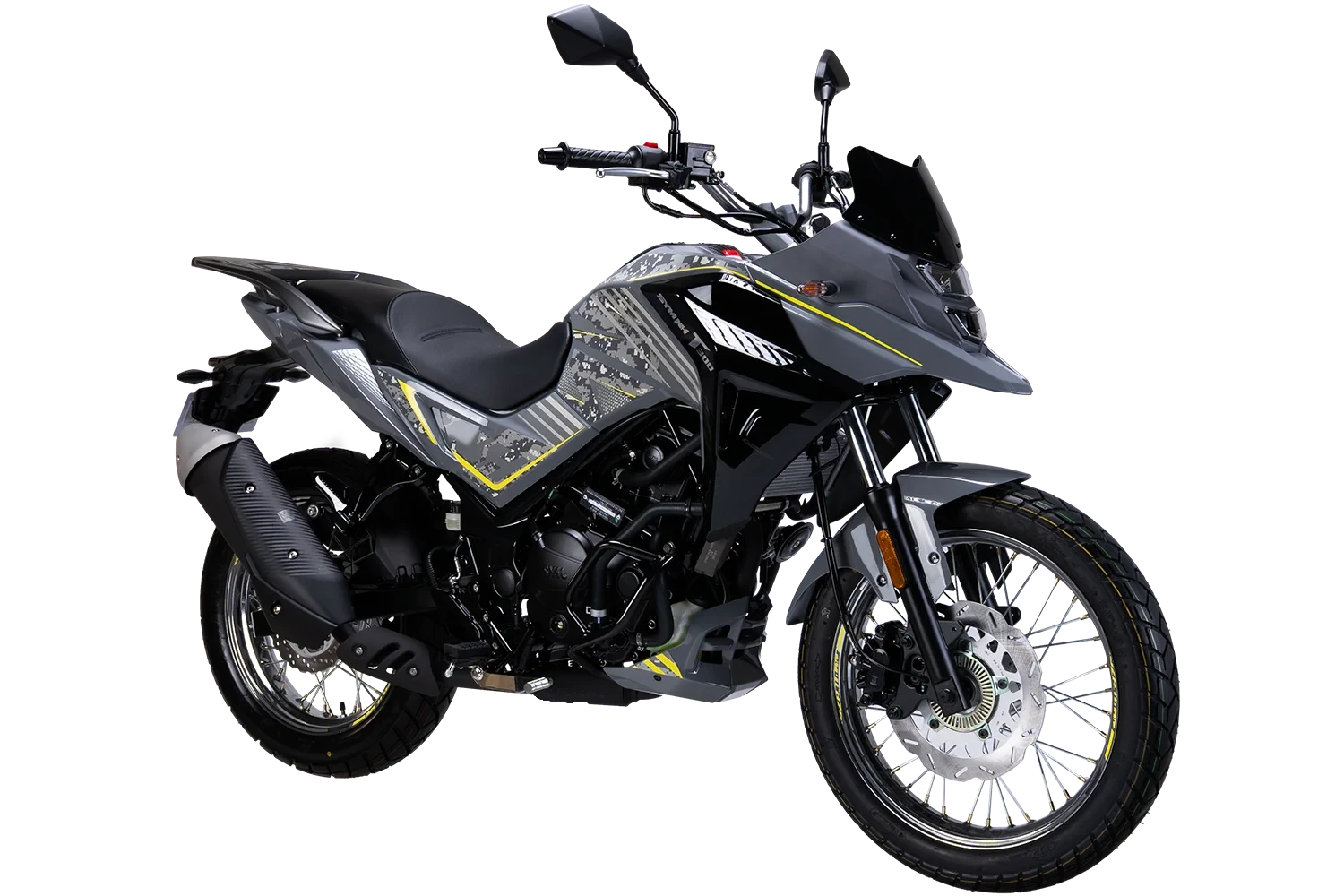 motoccicleta sym doble proposito enduro nh trazer 300 color gris amarillo